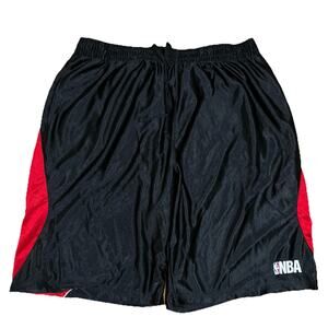 Vintage NBA Black Red Basketball Shorts Dazzle Shiny Baggy Silky 2XL NBA Y2K
